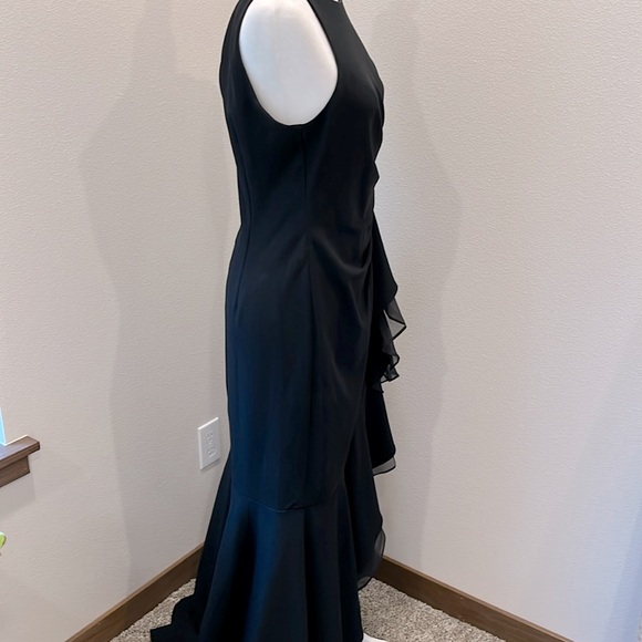 Adrianna Papell Crew Neck Sleeveless Cascading Ruffle High-Low Dress Size 8 - Picture 6 of 12